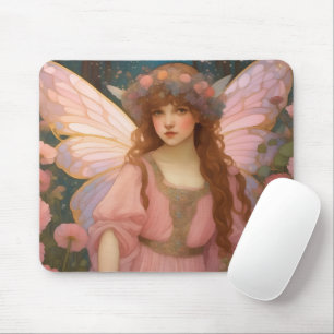 Enchanting Dreams: A Whimsical Pink Fairy Portrait Mouse Mat