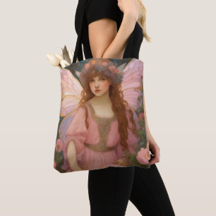 Enchanting Dreams: A Whimsical Pink Fairy Portrait Tote Bag