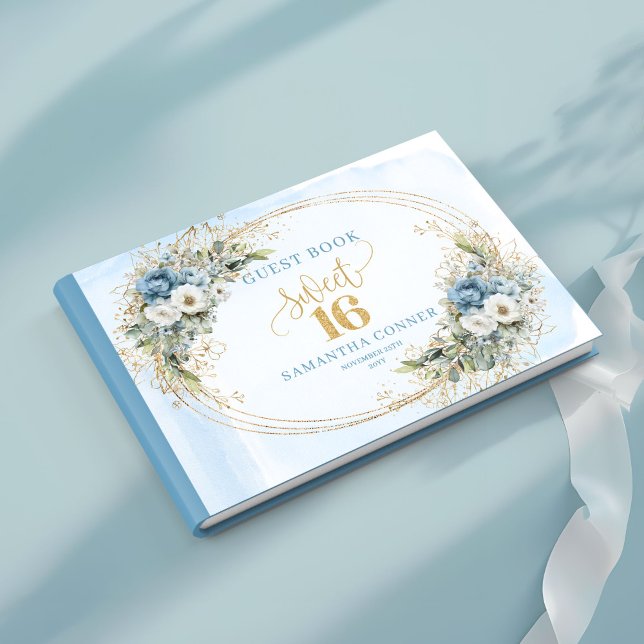 Enchanting Dusty Blue Floral Sweet 16th Guest Book (Enchanting Dusty Blue Floral Sweet 16th Guest Book)