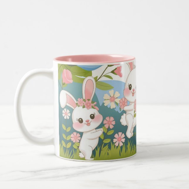 Enchanting Easter celebration design Two-Tone Coffee Mug (Left)