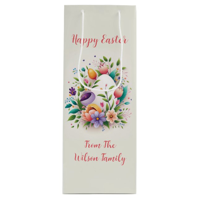 Enchanting Easter Egg Pattern  Wine Gift Bag (Front)