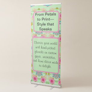 Enchanting Eclectic Garden: 3 Floral Story Unfolds Retractable Banner