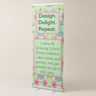 Enchanting Eclectic Garden: 4 Floral Story Unfolds Retractable Banner