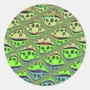 Enchanting Eclectic Garden Chequered Floral Beauty Classic Round Sticker