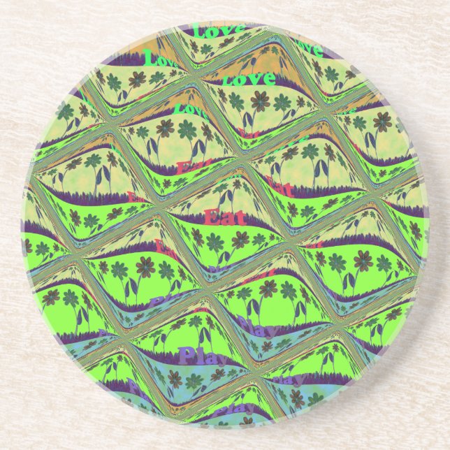 Enchanting Eclectic Garden Chequered Floral Beauty Coaster (Front)