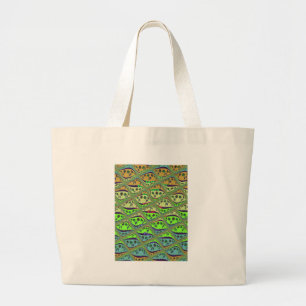 Enchanting Eclectic Garden Chequered Floral Beauty Large Tote Bag