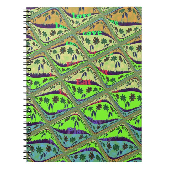 Enchanting Eclectic Garden Chequered Floral Beauty Notebook (Front)