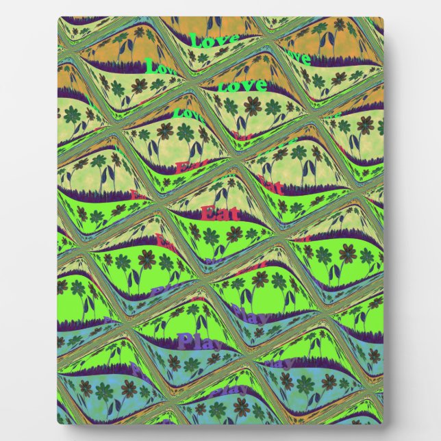 Enchanting Eclectic Garden Chequered Floral Beauty Plaque (Front)