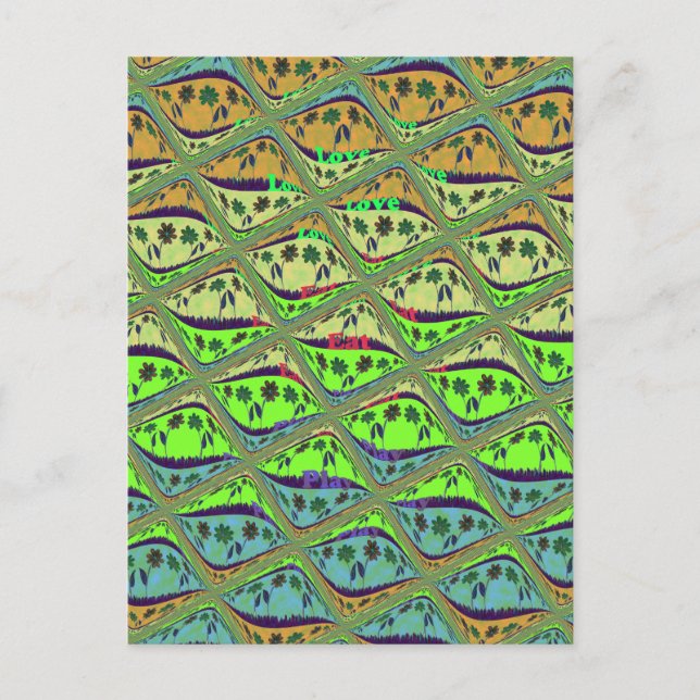 Enchanting Eclectic Garden Chequered Floral Beauty Postcard (Front)