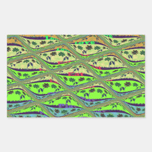 Enchanting Eclectic Garden Chequered Floral Beauty Rectangular Sticker