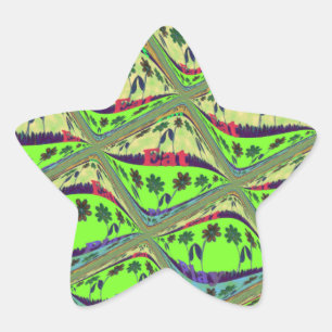 Enchanting Eclectic Garden Chequered Floral Beauty Star Sticker