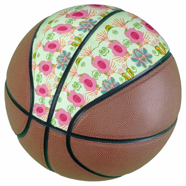 Enchanting Eclectic Garden: Diverse Floral Beauty Basketball (Angled)