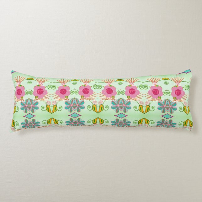 Enchanting Eclectic Garden: Diverse Floral Beauty Body Cushion (Front)