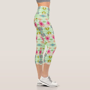 Enchanting Eclectic Garden: Diverse Floral Beauty Capri Leggings