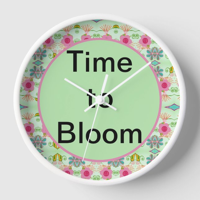 Enchanting Eclectic Garden: Diverse Floral Beauty Clock (Front)