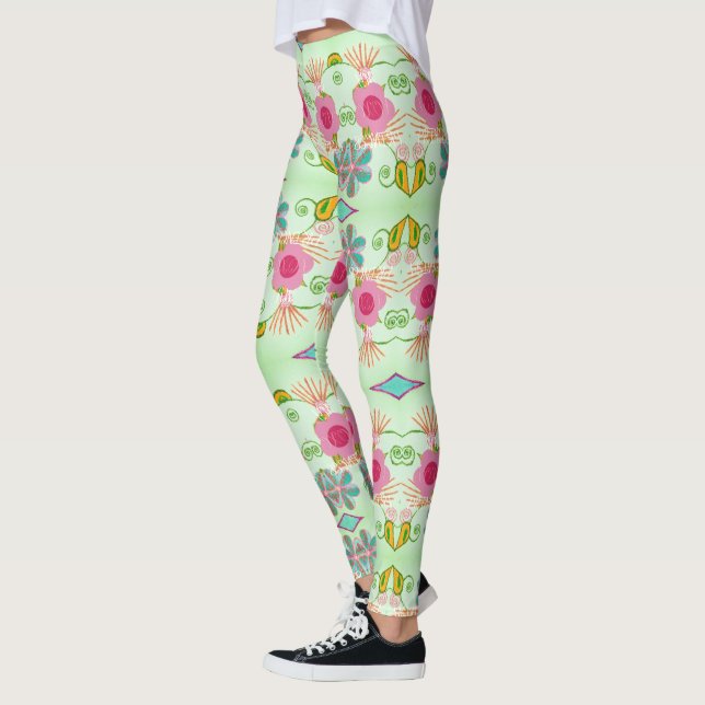 Enchanting Eclectic Garden: Diverse Floral Beauty  Leggings (Left)