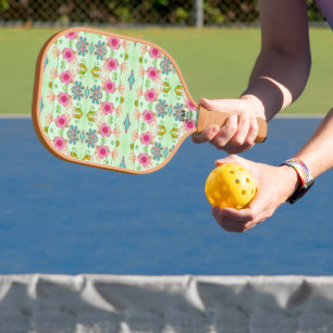 Enchanting Eclectic Garden: Diverse Floral Beauty Pickleball Paddle