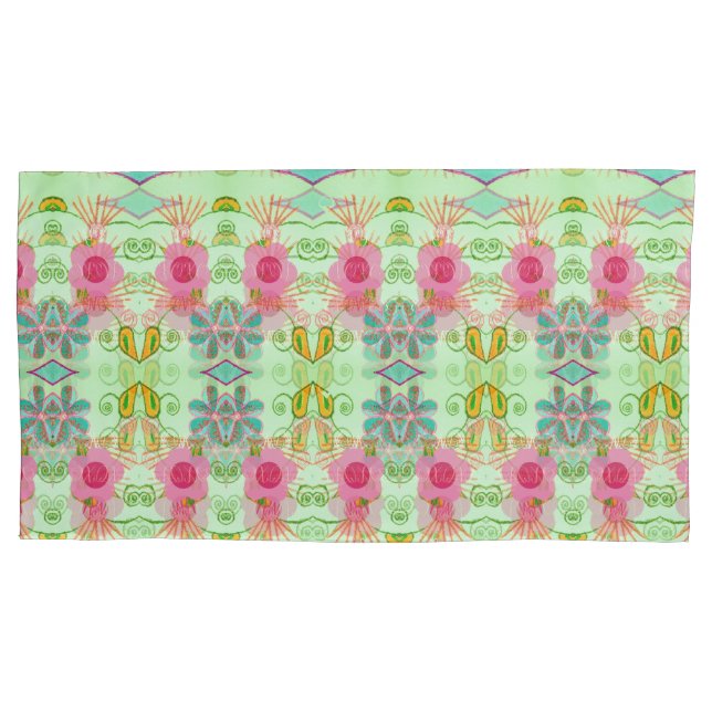 Enchanting Eclectic Garden: Diverse Floral Beauty Pillowcase (Front-Left)