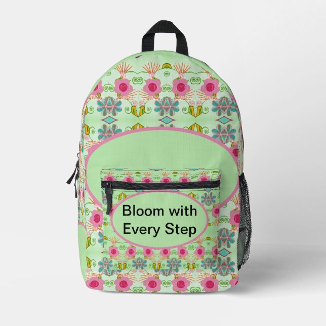 Enchanting Eclectic Garden: Diverse Floral Beauty Printed Backpack (Front)