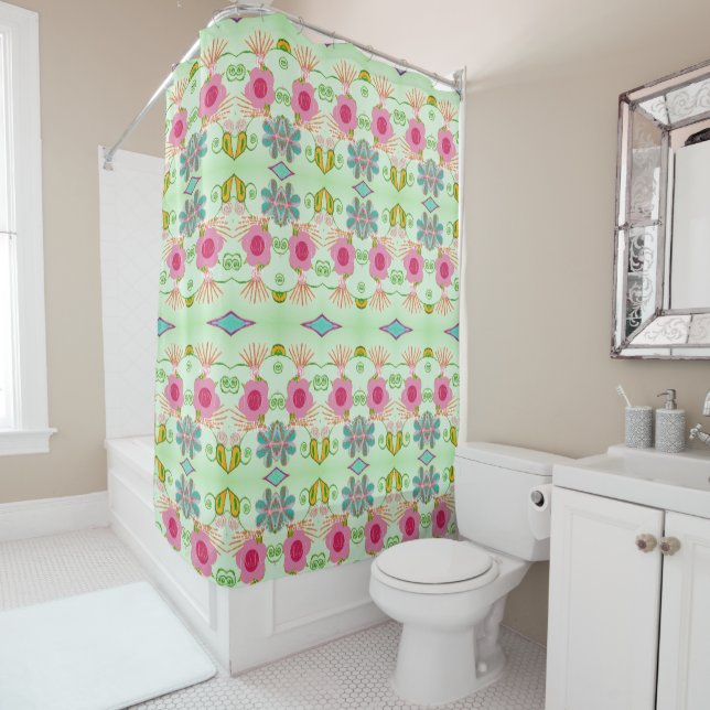 Enchanting Eclectic Garden: Diverse Floral Beauty Shower Curtain (In Situ)