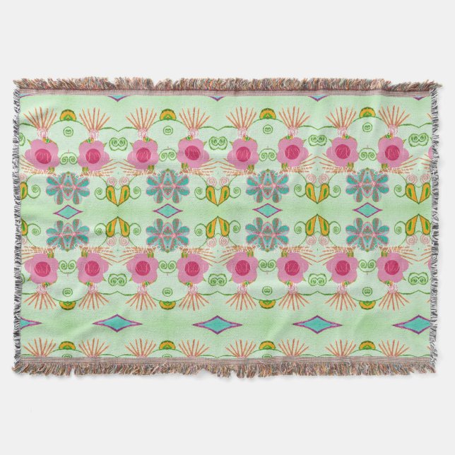 Enchanting Eclectic Garden: Diverse Floral Beauty Throw Blanket (Front)