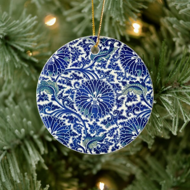 Enchanting Elegance: Blue Floral Chinese Ornament (Tree)