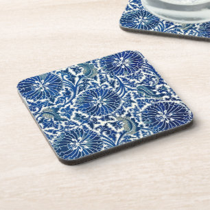 Enchanting Elegance: Blue Floral Chinese Ornament Coaster