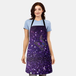 Enchanting Elegance: The Purple Sparkle Butterfly  Apron