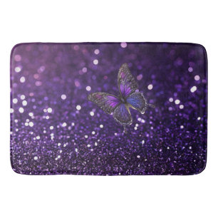 Enchanting Elegance: The Purple Sparkle Butterfly Bath Mat