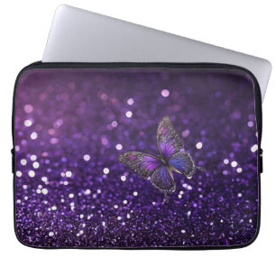 Enchanting Elegance: The Purple Sparkle Butterfly  Laptop Sleeve