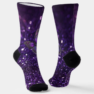 Enchanting Elegance: The Purple Sparkle Butterfly Socks