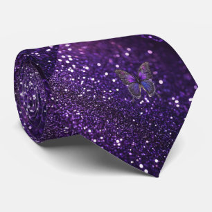 Enchanting Elegance: The Purple Sparkle Butterfly  Tie
