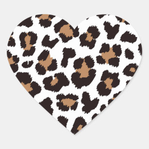 Enchanting Elegant Natural Leopard Patterns Heart Sticker