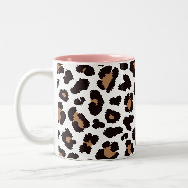 Enchanting Elegant Natural Leopard Patterns Two-Tone Coffee Mug (Left)
