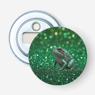 Enchanting Emergence: The Green Sparkle Frog Bottle Opener