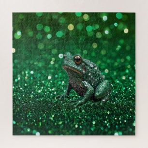 Enchanting Emergence: The Green Sparkle Frog  Jigsaw Puzzle