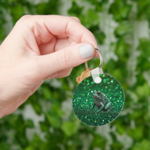 Enchanting Emergence: The Green Sparkle Frog Key Ring
