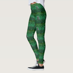Enchanting Emergence: The Green Sparkle Frog, Leggings
