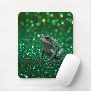 Enchanting Emergence: The Green Sparkle Frog Mouse Mat