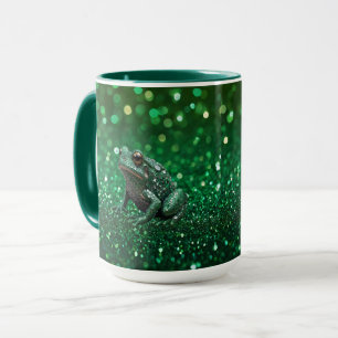 Enchanting Emergence: The Green Sparkle Frog Mug
