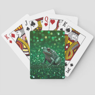 Enchanting Emergence: The Green Sparkle Frog  Playing Cards