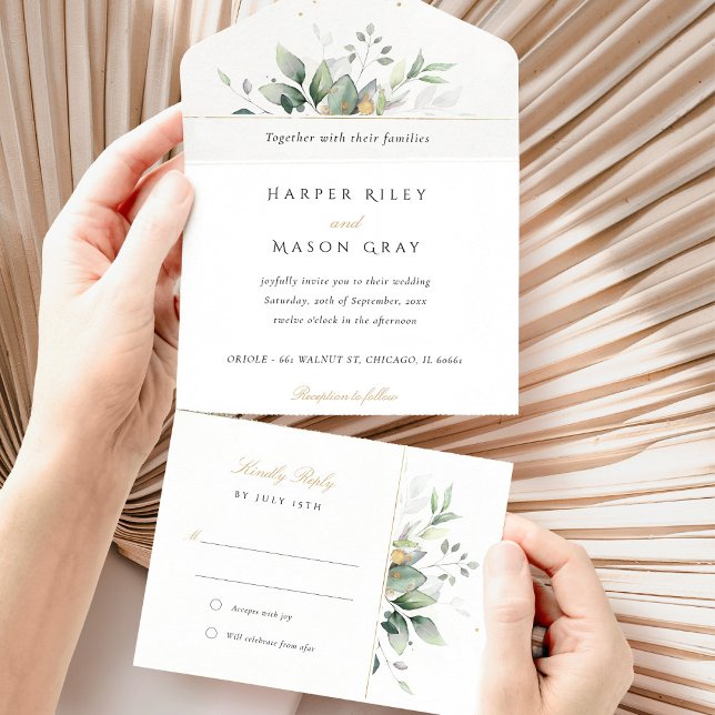 Enchanting Eucalyptus All-in-One Wedding All In One Invitation (Creator Uploaded)