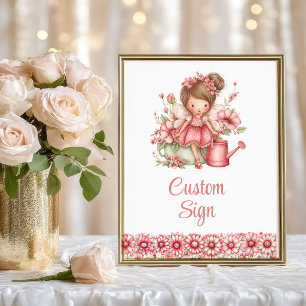 Enchanting Fairy Girl Blush Floral Birthday Custom Poster