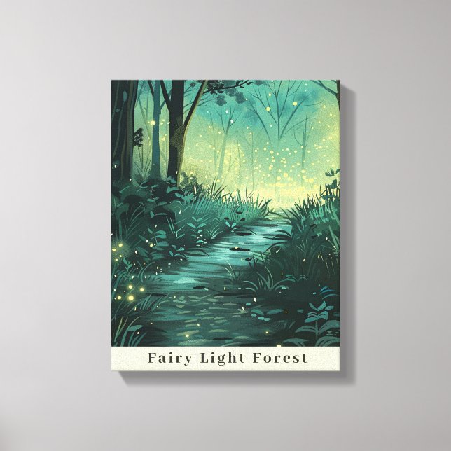 Enchanting Fairy Light Forest Canvas Print (Front)