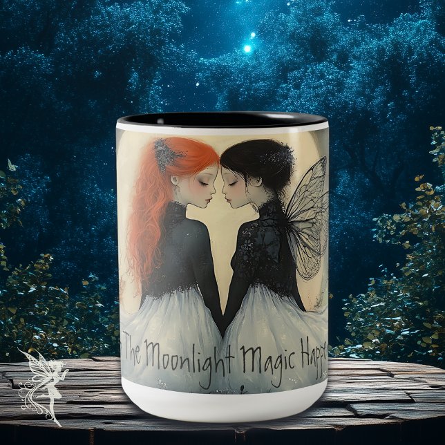 Enchanting Fairy Magic By Moonlight Custom Quote Two-Tone Coffee Mug (Creator Uploaded)