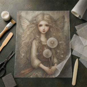 Enchanting Fairy with Dandelions Fantasy Art Tissue Paper