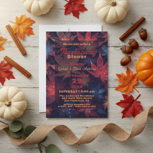 Enchanting Fall Maple Leaves Thanksgiving Dinner Invitation