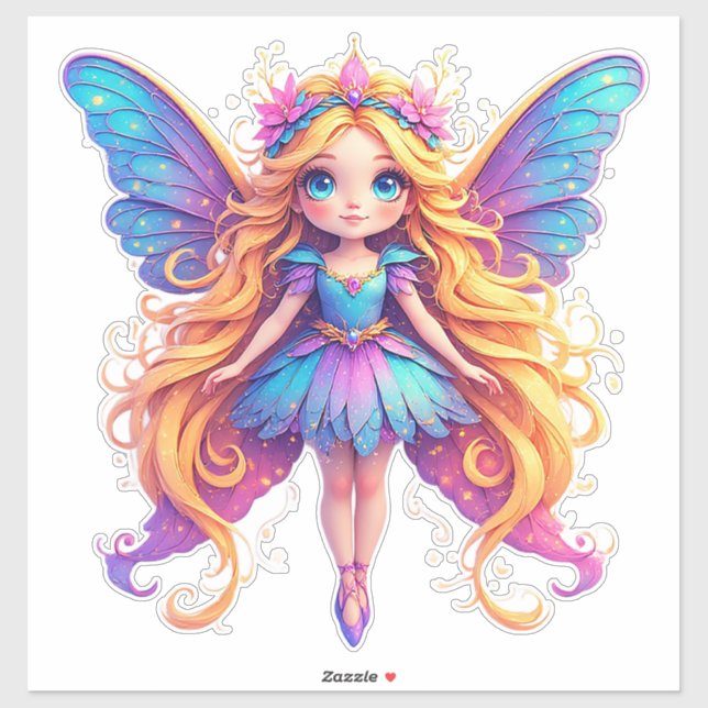 Enchanting Fantasy Fairy with Colourful Wings (Sheet)
