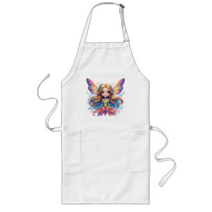 Enchanting Fantasy Fairy with Colourful Wings Long Apron