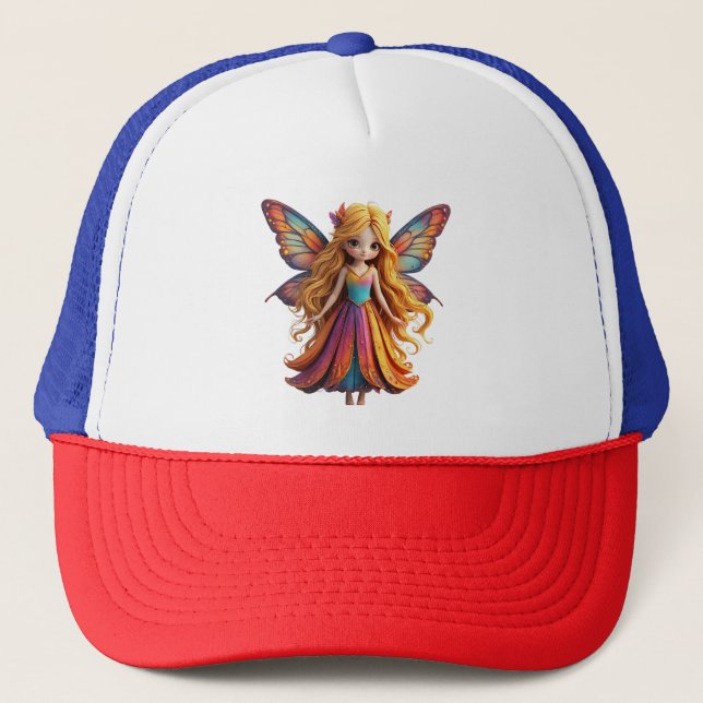 Enchanting Fantasy Fairy with Colourful Wings Trucker Hat (Front)